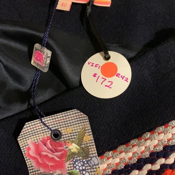 VILAGALLO Mini Skirt Navy, Red And Silver Size 42 US 10, Nwt - Picture 12 of 13